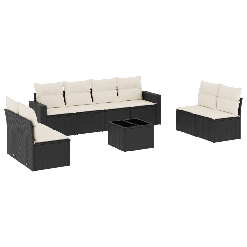 sofasæt til haven 9 dele med hynder polyrattan sort