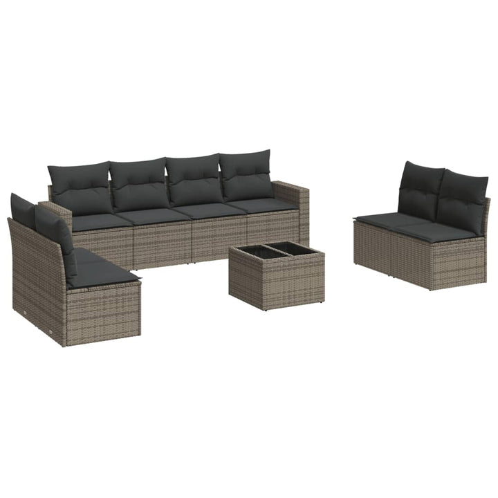 sofasæt til haven 9 dele med hynder polyrattan grå