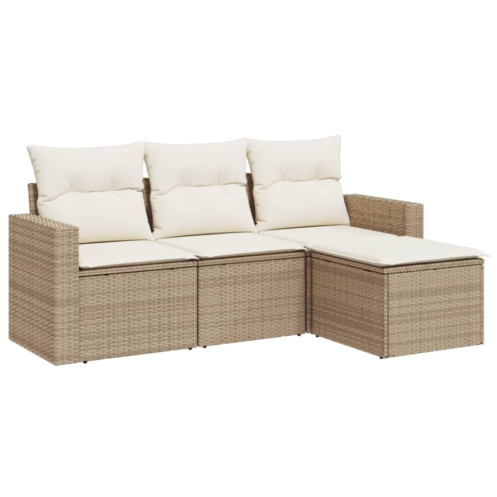 sofasæt til haven 4 dele med hynder polyrattan beige