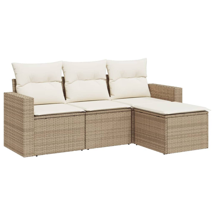 sofasæt til haven 4 dele med hynder polyrattan beige