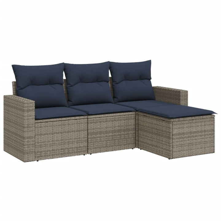 sofasæt til haven 4 dele med hynder polyrattan grå