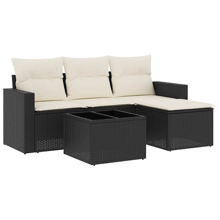 sofasæt til haven 5 dele med hynder polyrattan sort