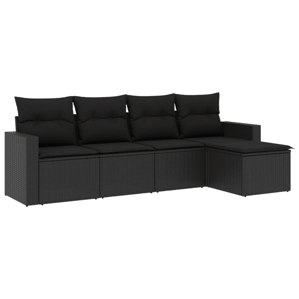 sofasæt til haven 5 dele med hynder polyrattan sort