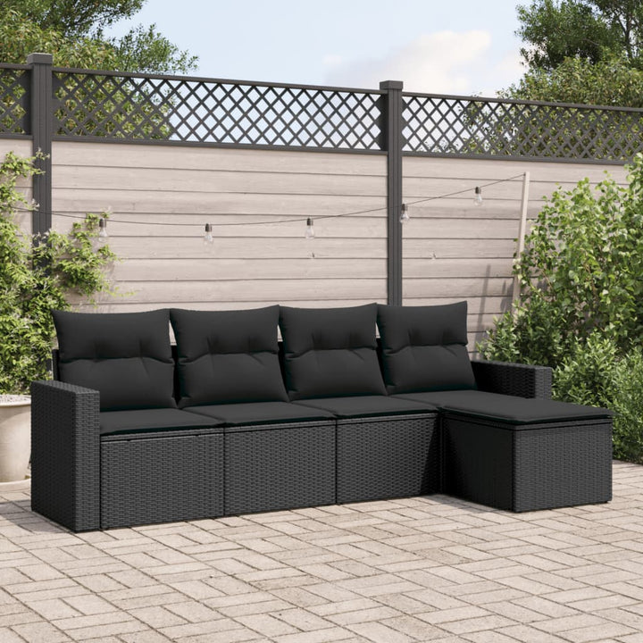 sofasæt til haven 5 dele med hynder polyrattan sort