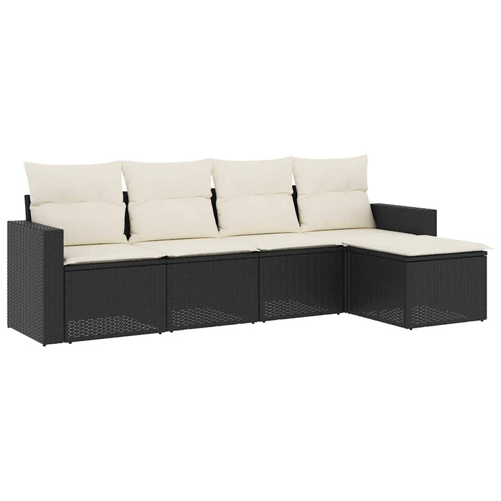 sofasæt til haven 5 dele med hynder polyrattan sort