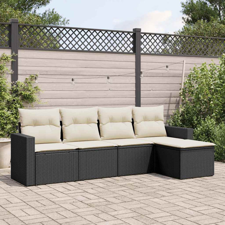 sofasæt til haven 5 dele med hynder polyrattan sort