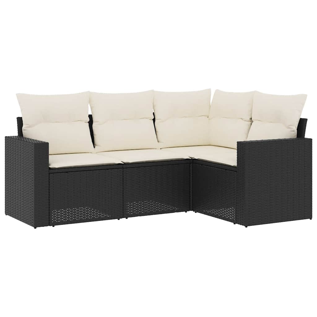 sofasæt til haven 4 dele med hynder polyrattan sort