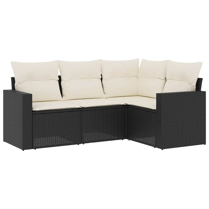 sofasæt til haven 4 dele med hynder polyrattan sort