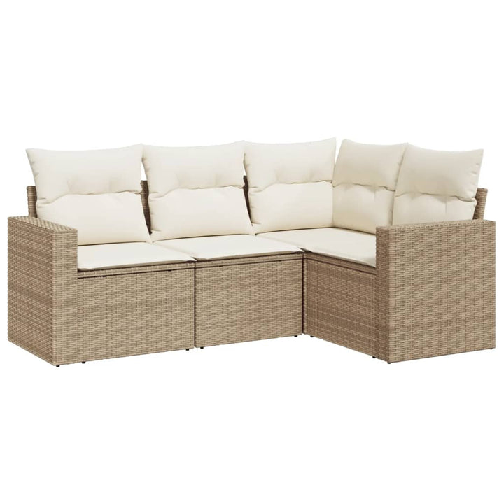 sofasæt til haven 4 dele med hynder polyrattan beige
