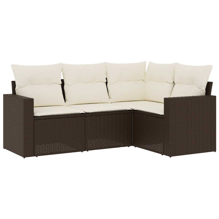 sofasæt til haven 4 dele med hynder polyrattan brun