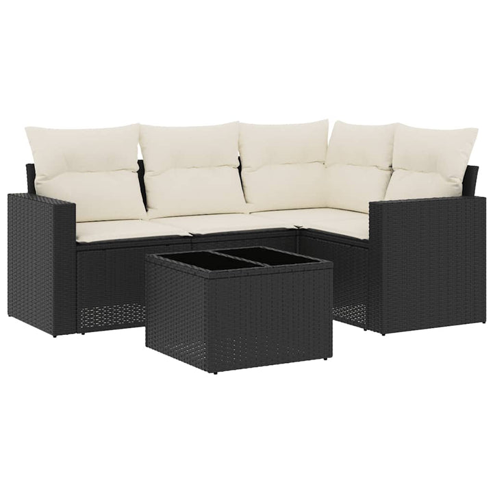 sofasæt til haven 5 dele med hynder polyrattan sort