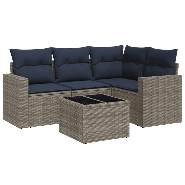 sofasæt til haven 5 dele med hynder polyrattan grå