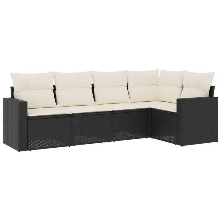 sofasæt til haven 5 dele med hynder polyrattan sort