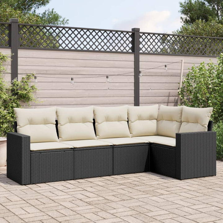 sofasæt til haven 5 dele med hynder polyrattan sort