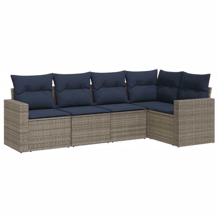 sofasæt til haven 5 dele med hynder polyrattan grå