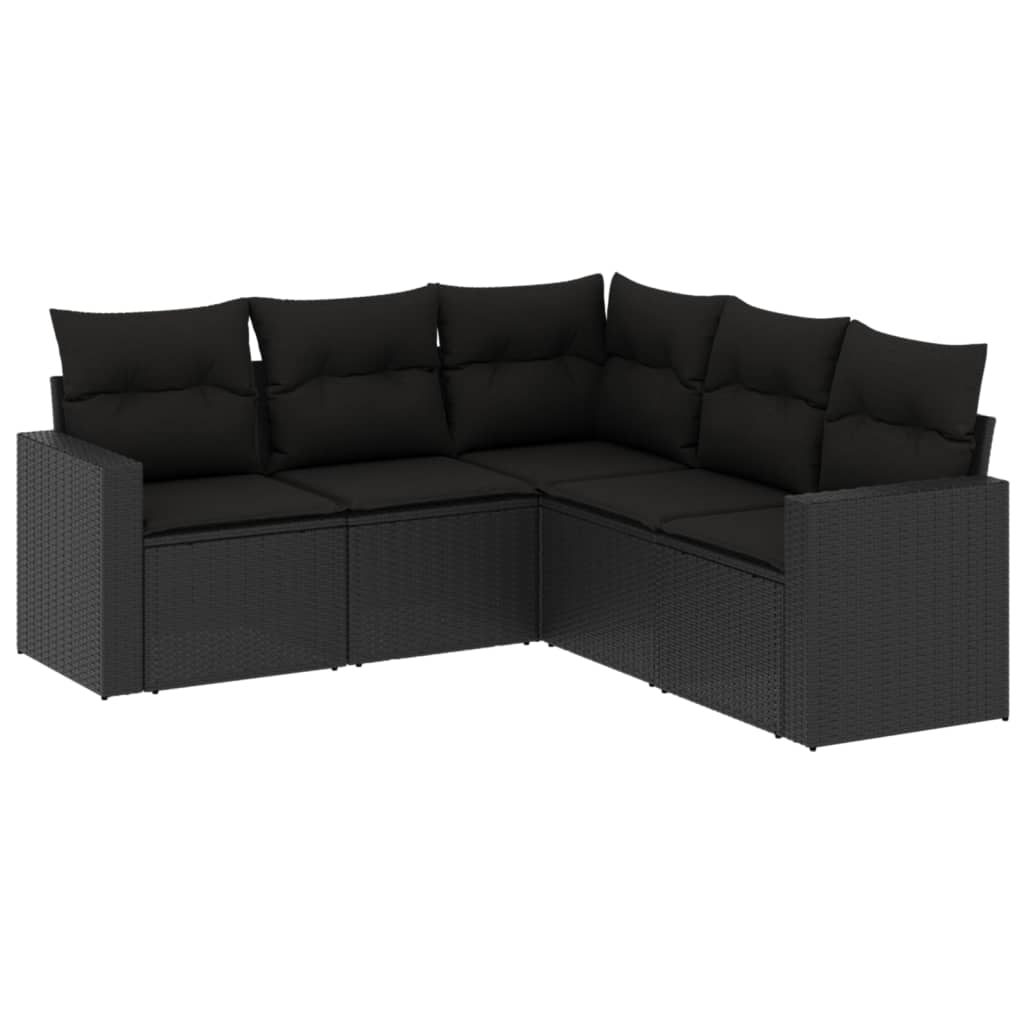 sofasæt til haven 5 dele med hynder polyrattan sort