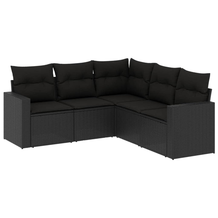 sofasæt til haven 5 dele med hynder polyrattan sort