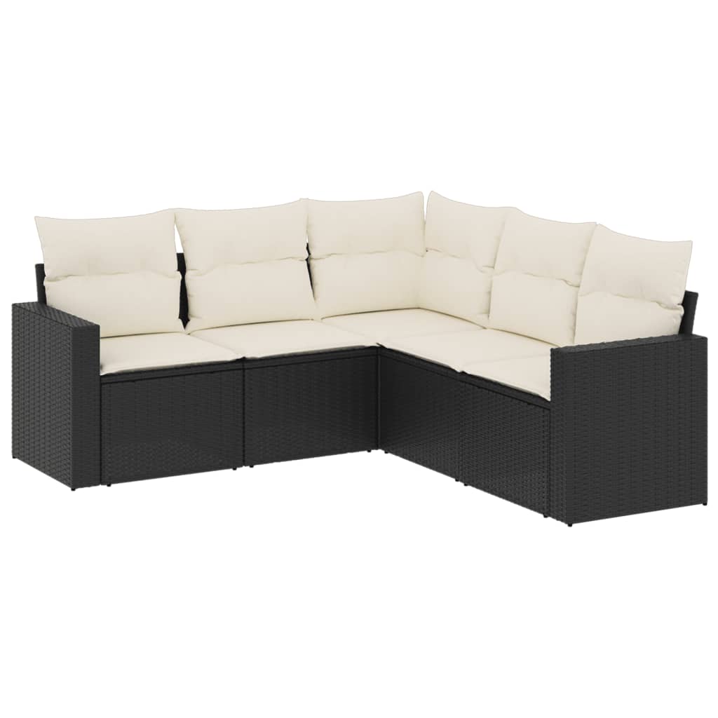 sofasæt til haven 5 dele med hynder polyrattan sort