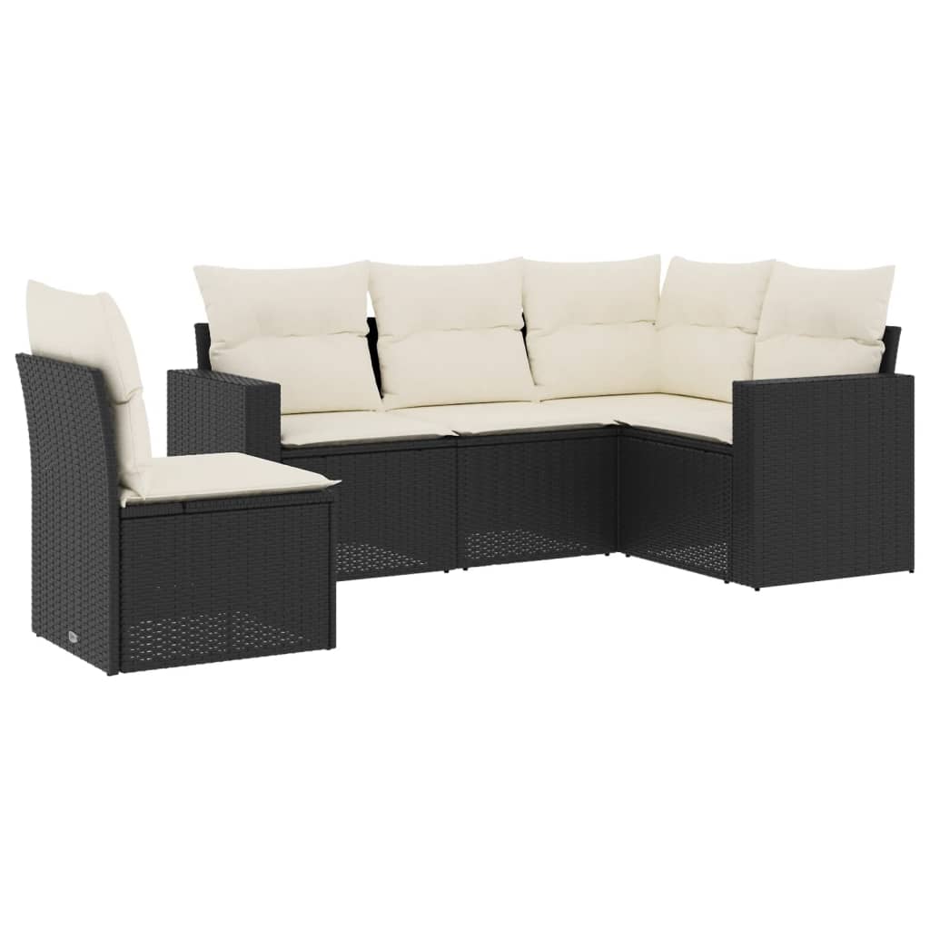 sofasæt til haven 5 dele med hynder polyrattan sort