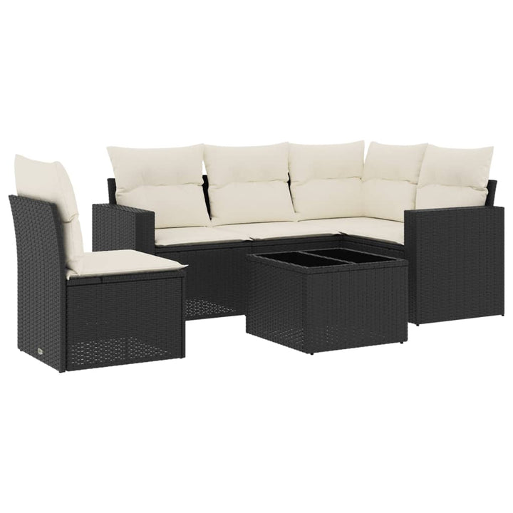 sofasæt til haven 6 dele med hynder polyrattan sort