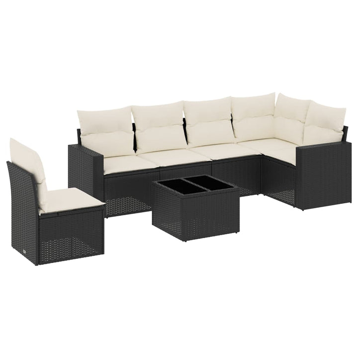 sofasæt til haven 7 dele med hynder polyrattan sort