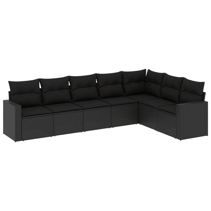 sofasæt til haven 7 dele med hynder polyrattan sort