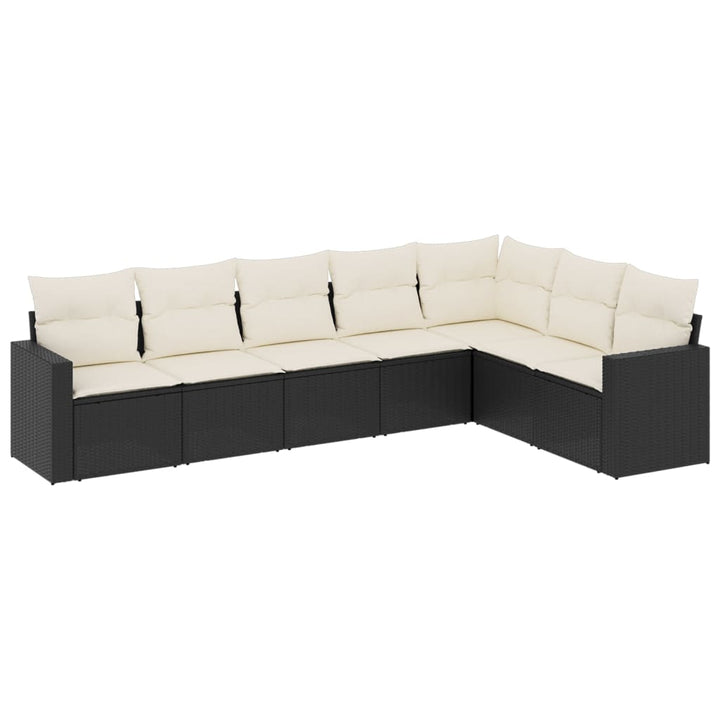sofasæt til haven 7 dele med hynder polyrattan sort