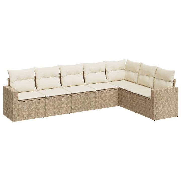 sofasæt til haven 7 dele med hynder polyrattan beige