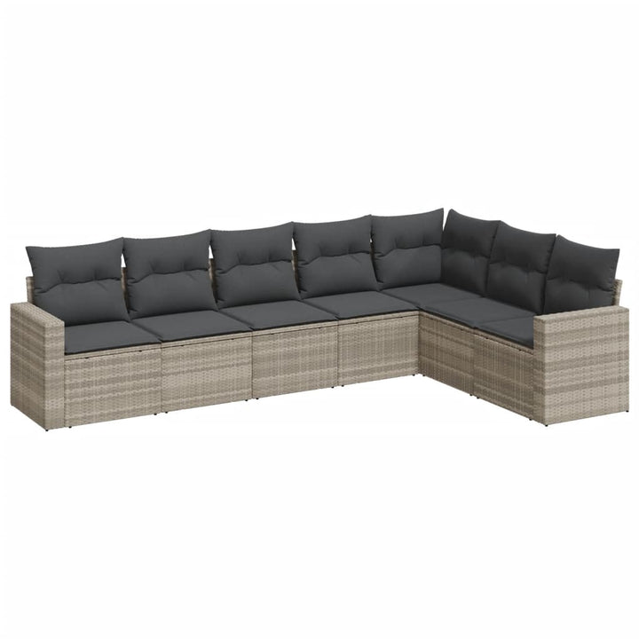 sofasæt til haven 7 dele med hynder polyrattan lysegrå