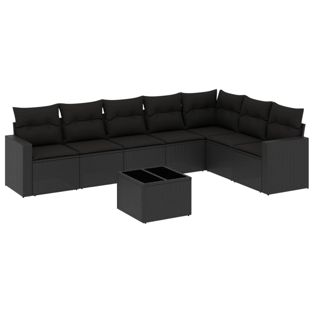 sofasæt til haven 8 dele med hynder polyrattan sort