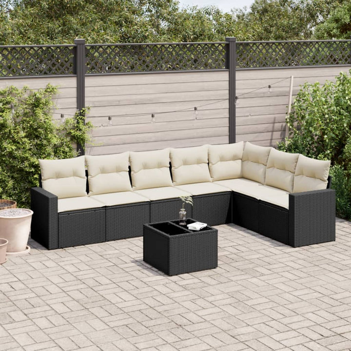 sofasæt til haven 8 dele med hynder polyrattan sort