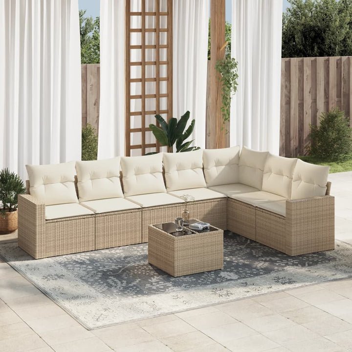 sofasæt til haven 8 dele med hynder polyrattan beige