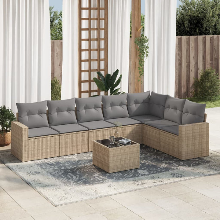 sofasæt til haven 8 dele med hynder polyrattan beige