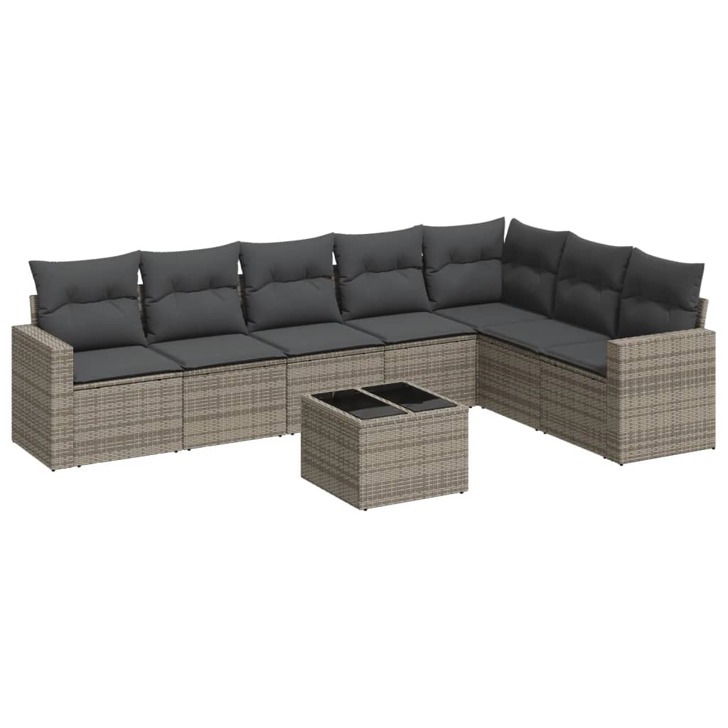 sofasæt til haven 8 dele med hynder polyrattan grå