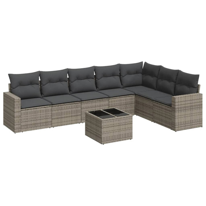sofasæt til haven 8 dele med hynder polyrattan grå