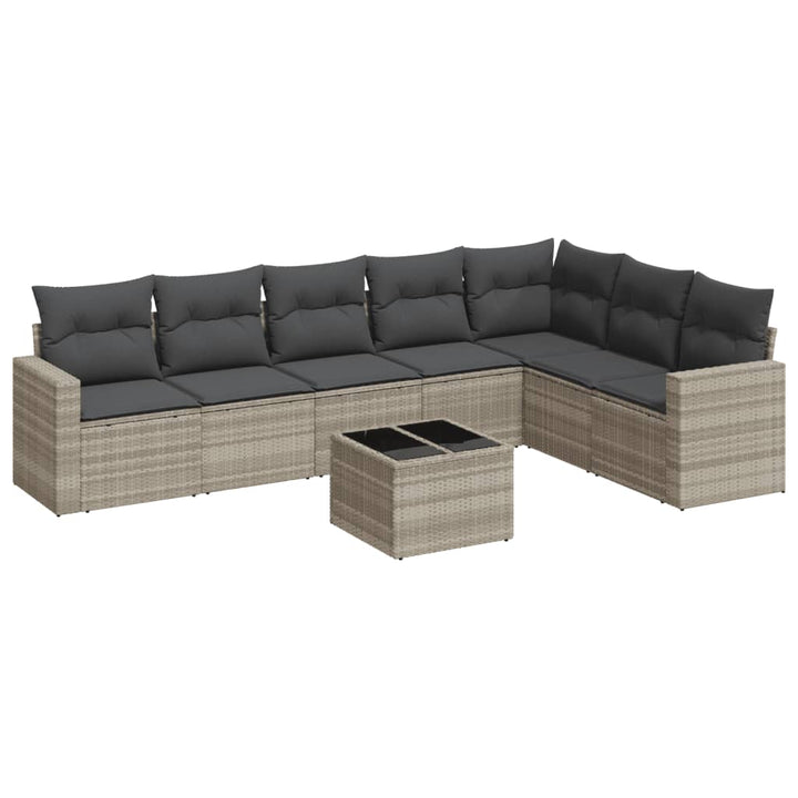 sofasæt til haven 8 dele med hynder polyrattan lysegrå