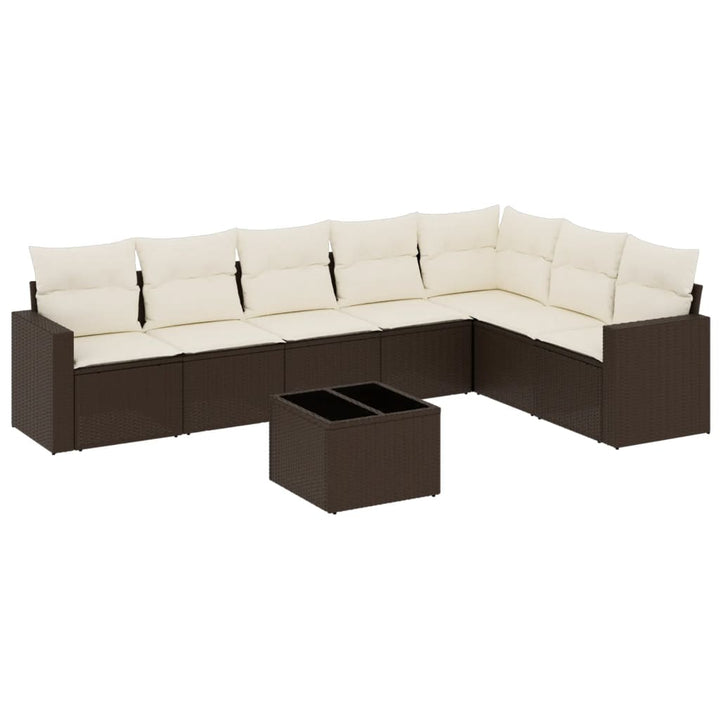 sofasæt til haven 8 dele med hynder polyrattan brun