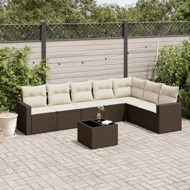 sofasæt til haven 8 dele med hynder polyrattan brun