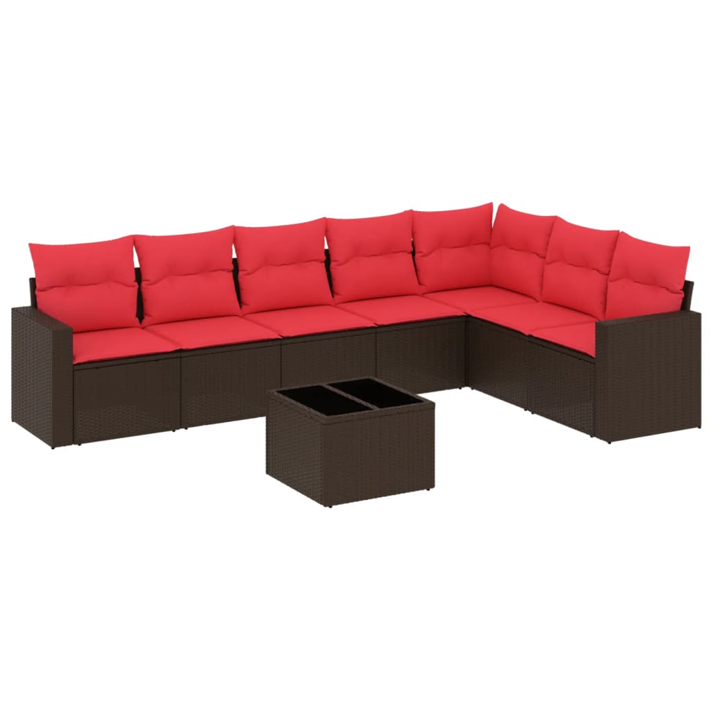sofasæt til haven 8 dele med hynder polyrattan brun