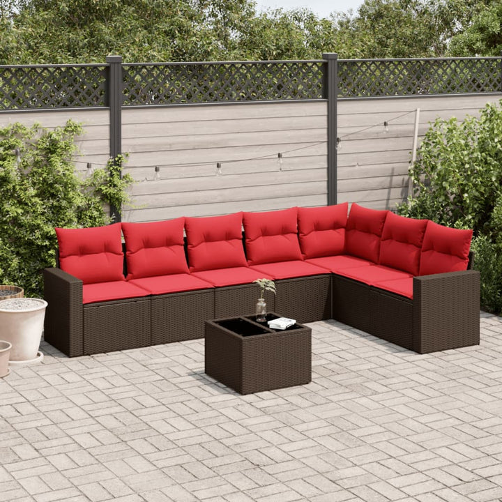 sofasæt til haven 8 dele med hynder polyrattan brun