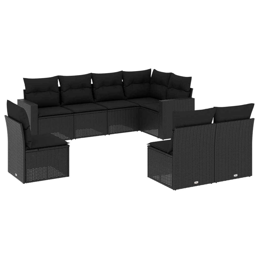sofasæt til haven 8 dele med hynder polyrattan sort