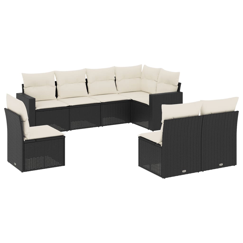 sofasæt til haven 8 dele med hynder polyrattan sort