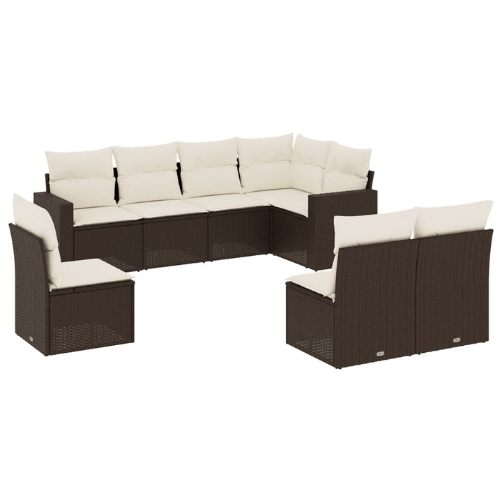 sofasæt til haven 8 dele med hynder polyrattan brun