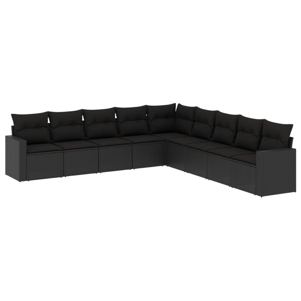 sofasæt til haven 9 dele med hynder polyrattan sort