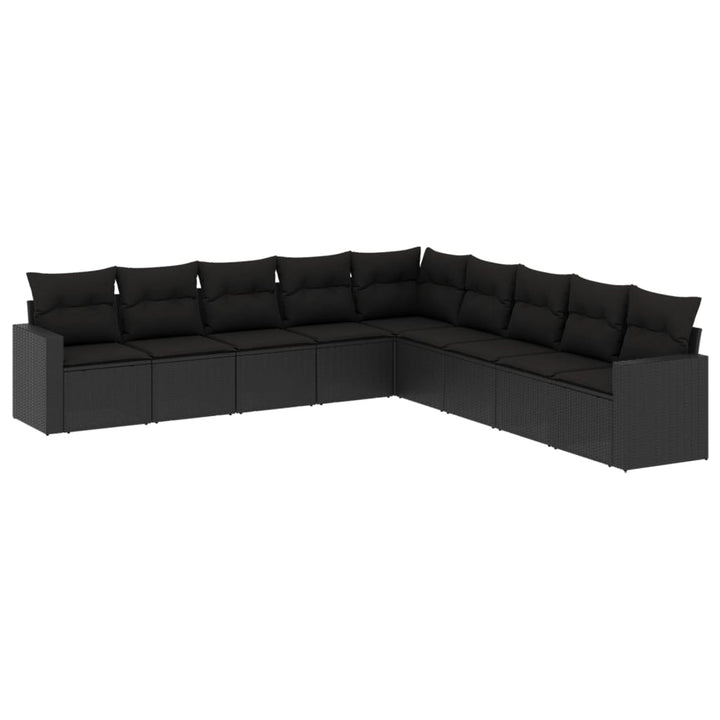 sofasæt til haven 9 dele med hynder polyrattan sort