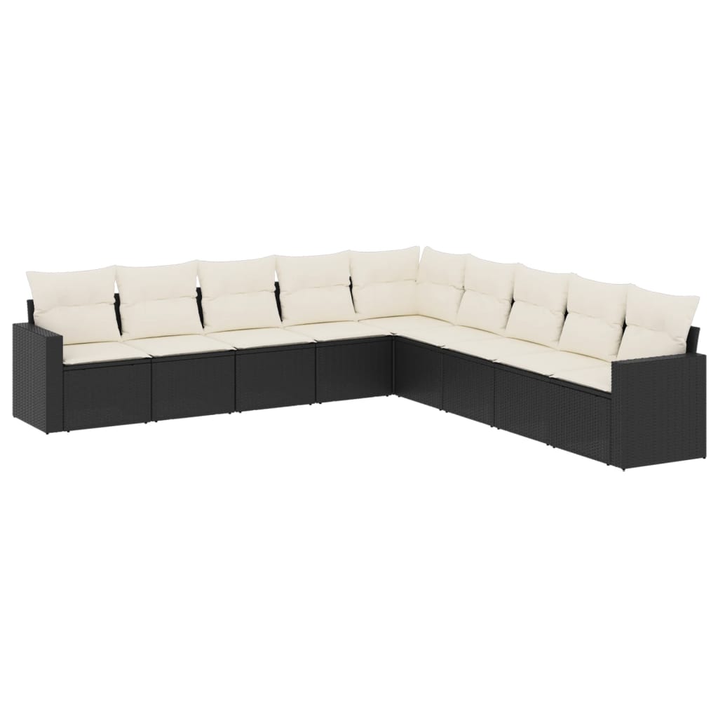 sofasæt til haven 9 dele med hynder polyrattan sort