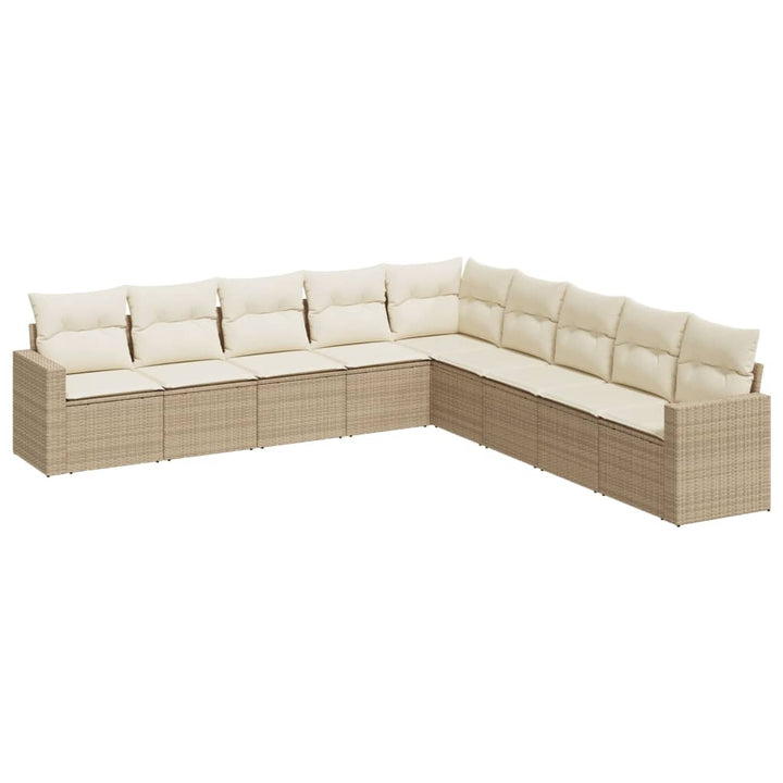 sofasæt til haven 9 dele med hynder polyrattan beige