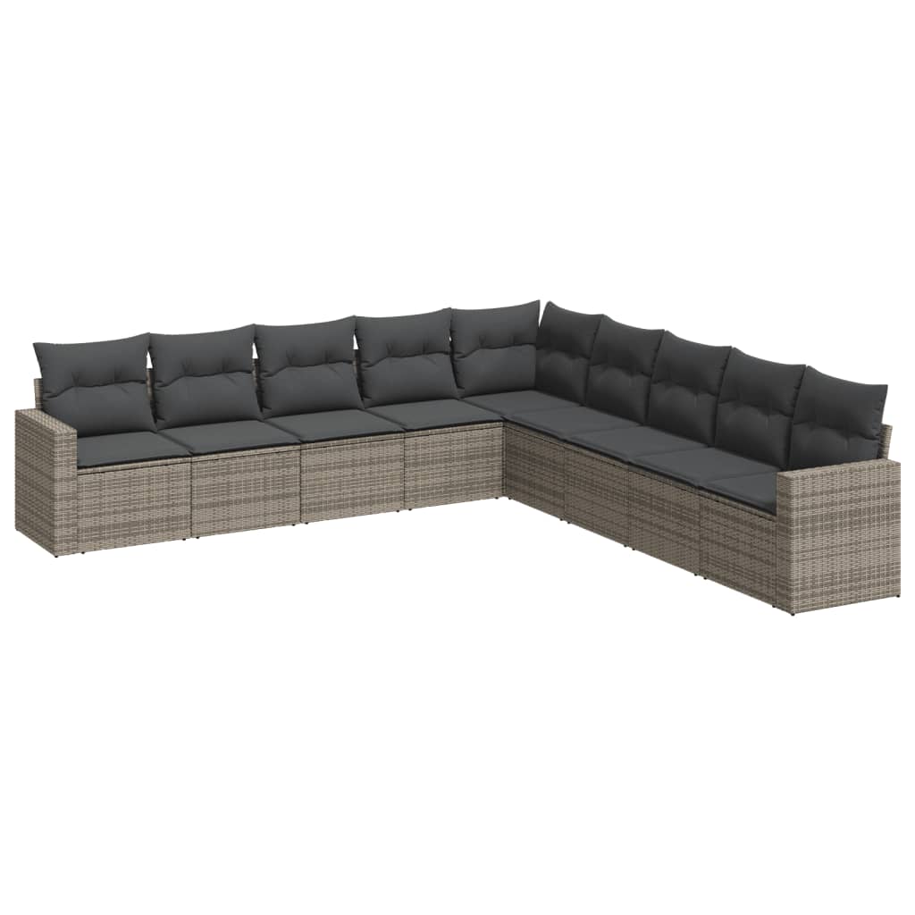 sofasæt til haven 9 dele med hynder polyrattan grå