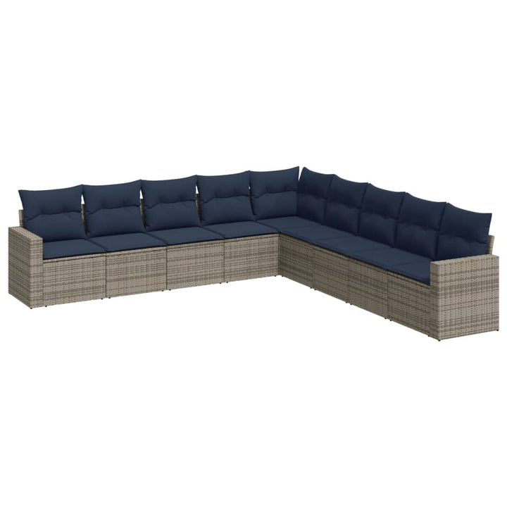 sofasæt til haven 9 dele med hynder polyrattan grå