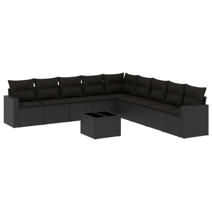 sofasæt til haven 10 dele med hynder polyrattan sort